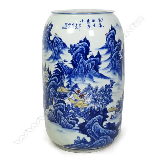 A large Chinese blue and white vase,