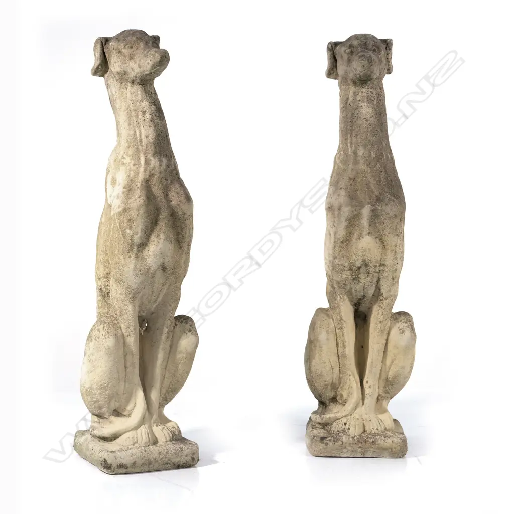 A pair of classical Church Stone greyhound outdoor sculptures Image 1++