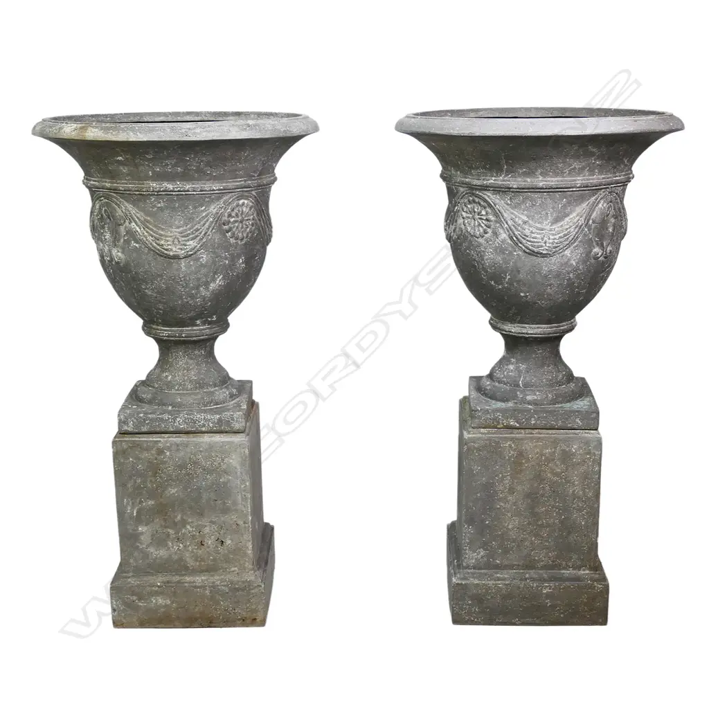 A pair of French style ‘Stonecast’ garden urns, Image 1++