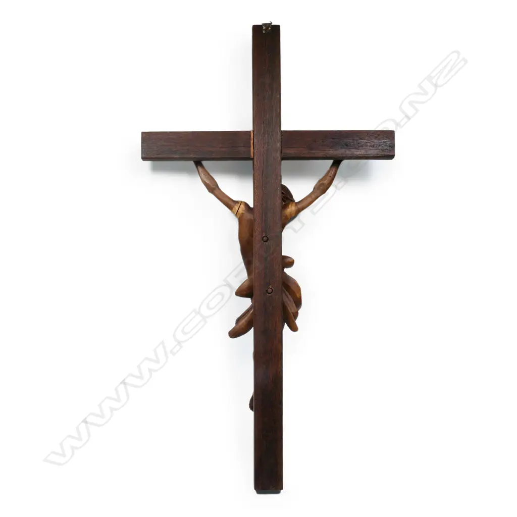 A 19thC wooden crucifix, Image 1++