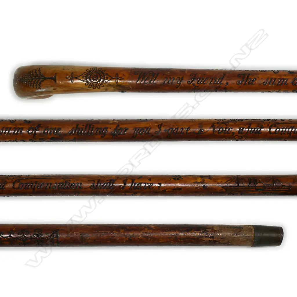 A Victorian carved 'Prince of Wales' paddle steamer walking stick, Image 1++