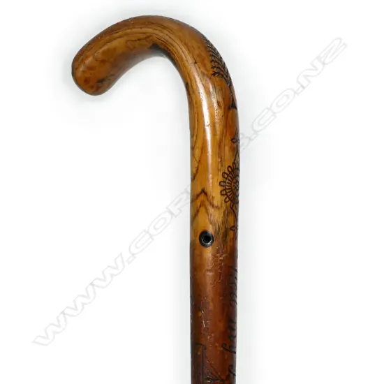 A Victorian carved 'Prince of Wales' paddle steamer walking stick,