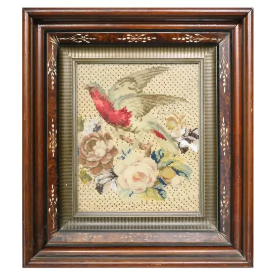 A 19thC stumpwork embroidery, enhanced with beadwork.