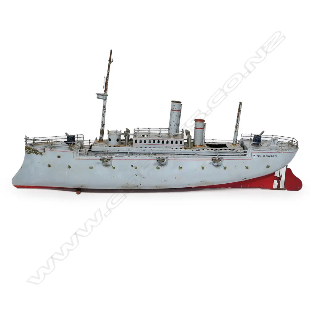 A live steam, tin-plate model of a gun boat, most likely German, made by Bing, Image 1++