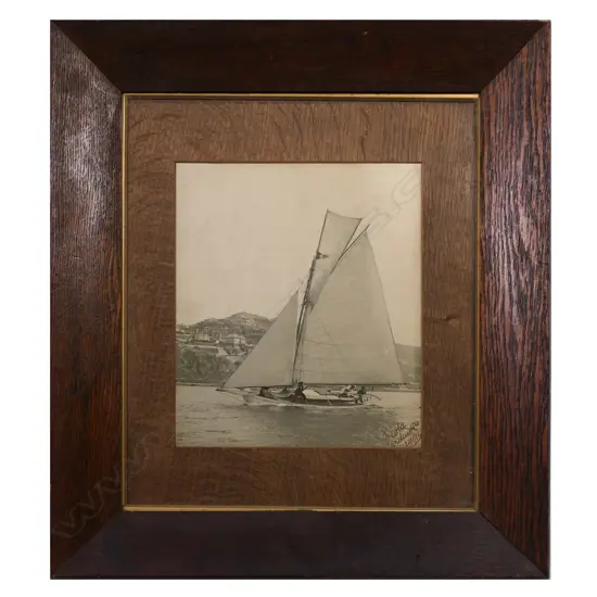 A vintage photograph of the gaff cutter Viola on Wellington Harbour, 1916,
