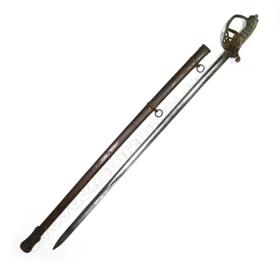 A rare Australian pre-Federation New South Wales Militia Officer’s service sword and metal scabbard,