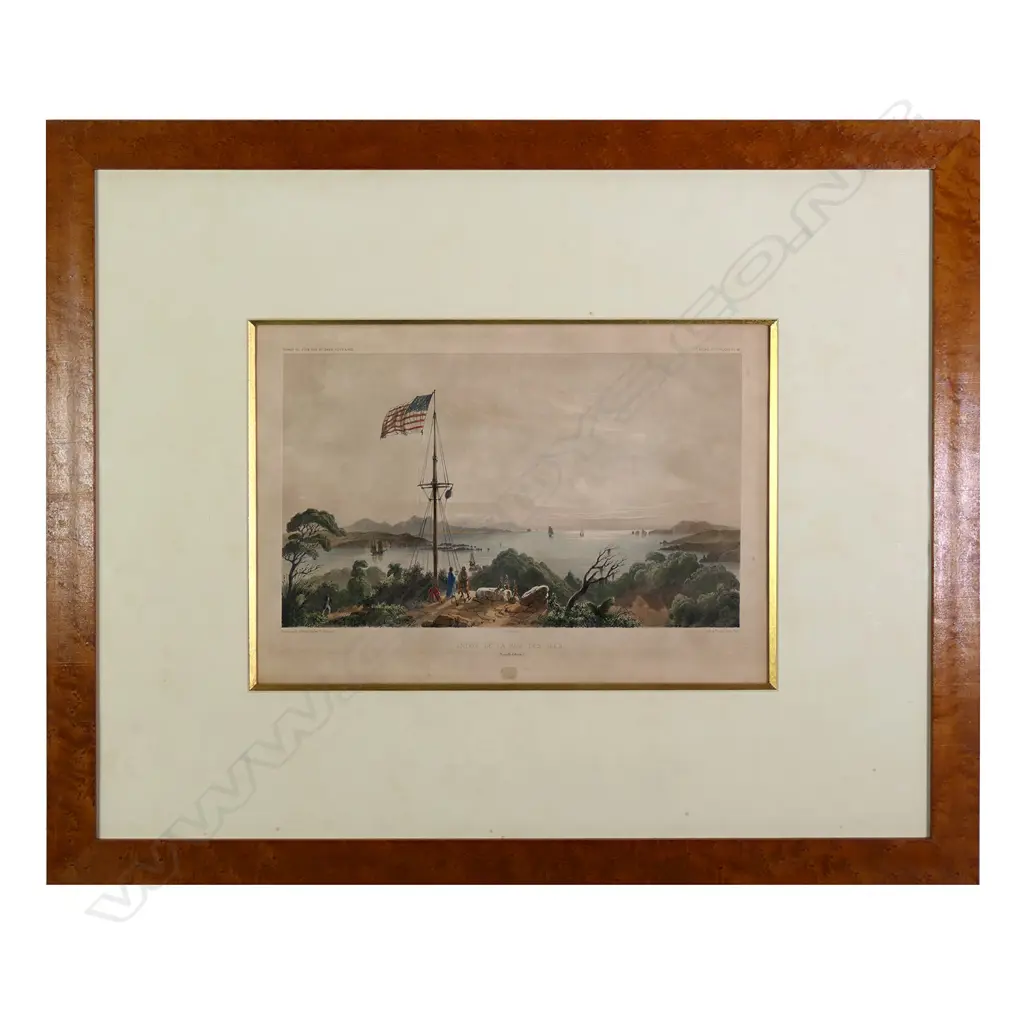 Louis Le Breton (1818-1866), 'Entrée de la Baie des Îles’, hand coloured engraving, Image 1++