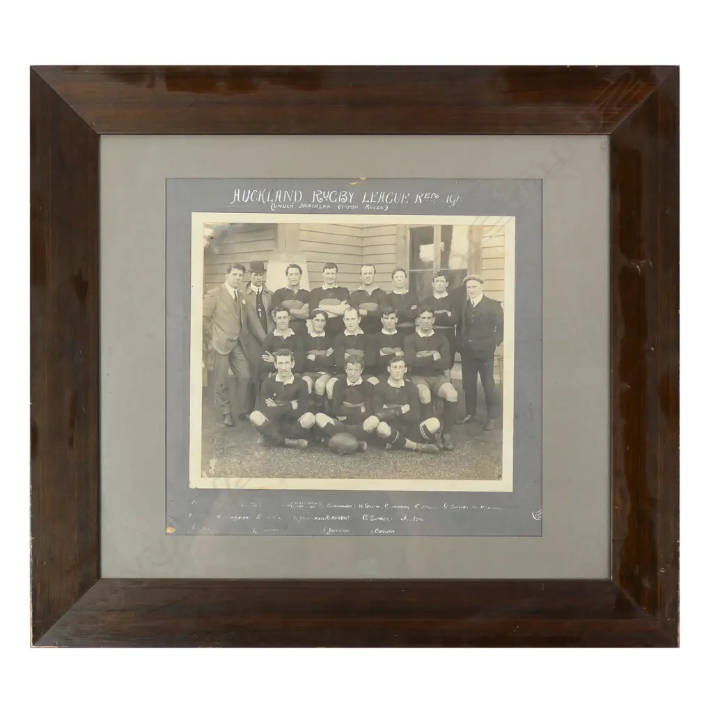 An early rugby league/union photograph, 'Auckland Rugby League Reps 1910' (Under Northern Union Rules), Image 1++