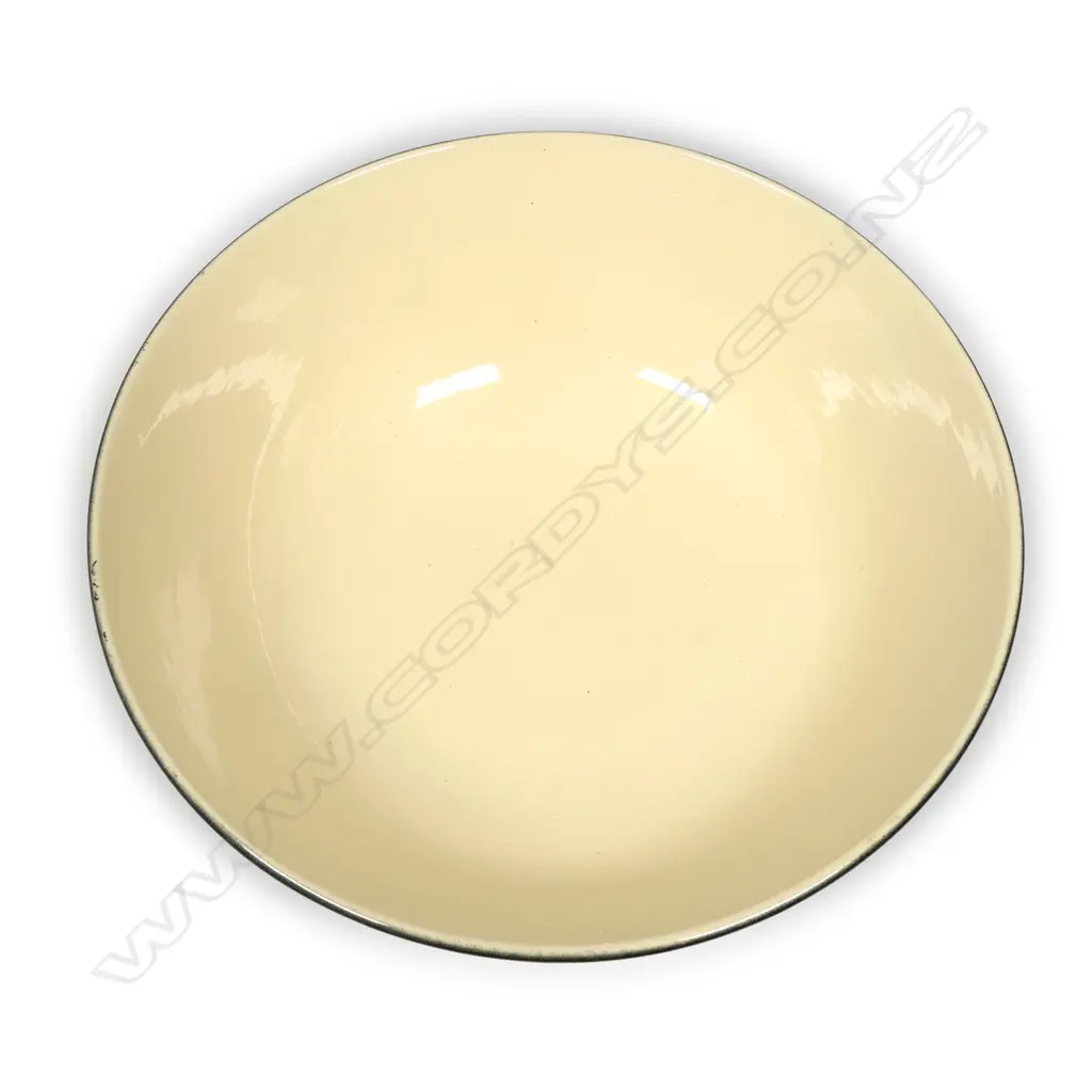 A rare Crown Lynn 'Hand Potted' large black and pale-yellow glazed bowl, Image 1++