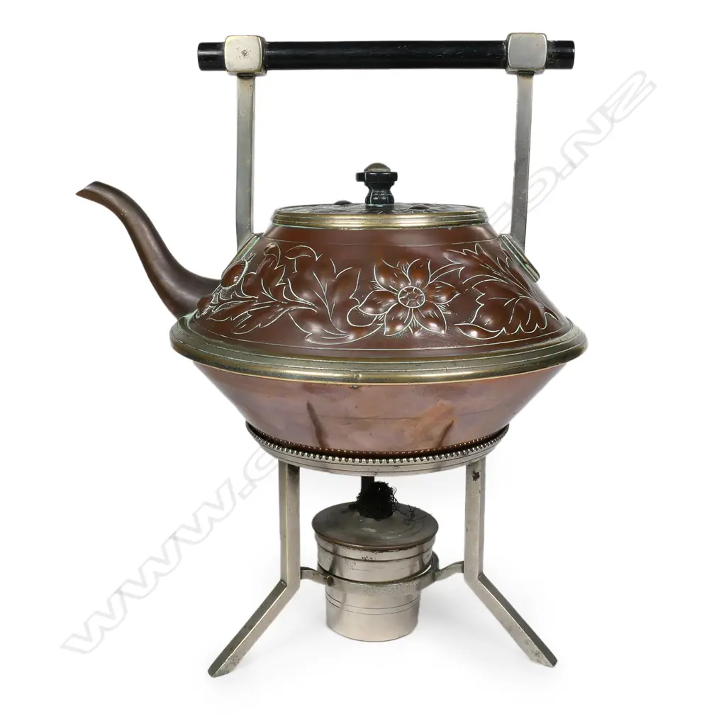 A late 19thC Aesthetic Movement, Christopher Dresser inspired spirit kettle, Image 1++