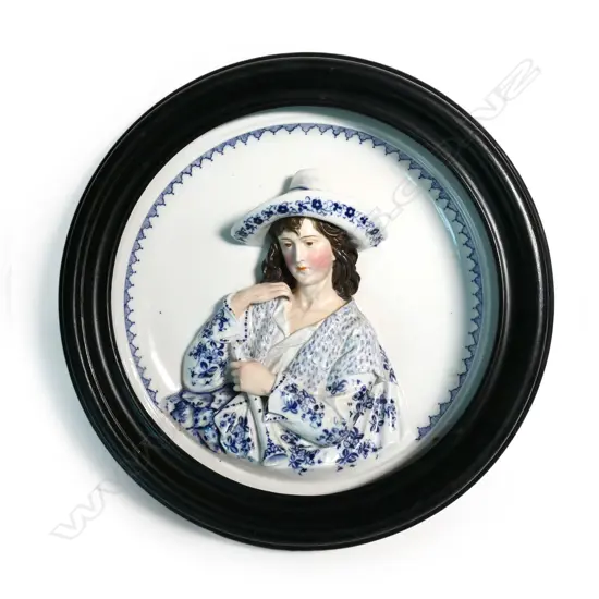 A 19thC Meissen style porcelain wall plaque,