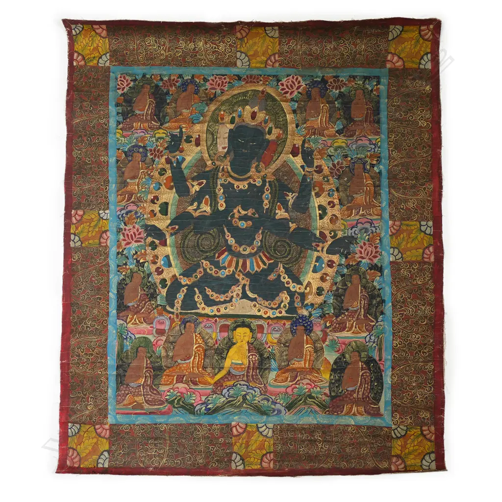 An old Tibetan Thangka Painting of the Buddha Parnashavari Image 1++