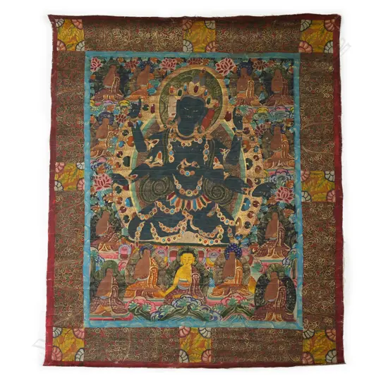 An old Tibetan Thangka Painting of the Buddha Parnashavari