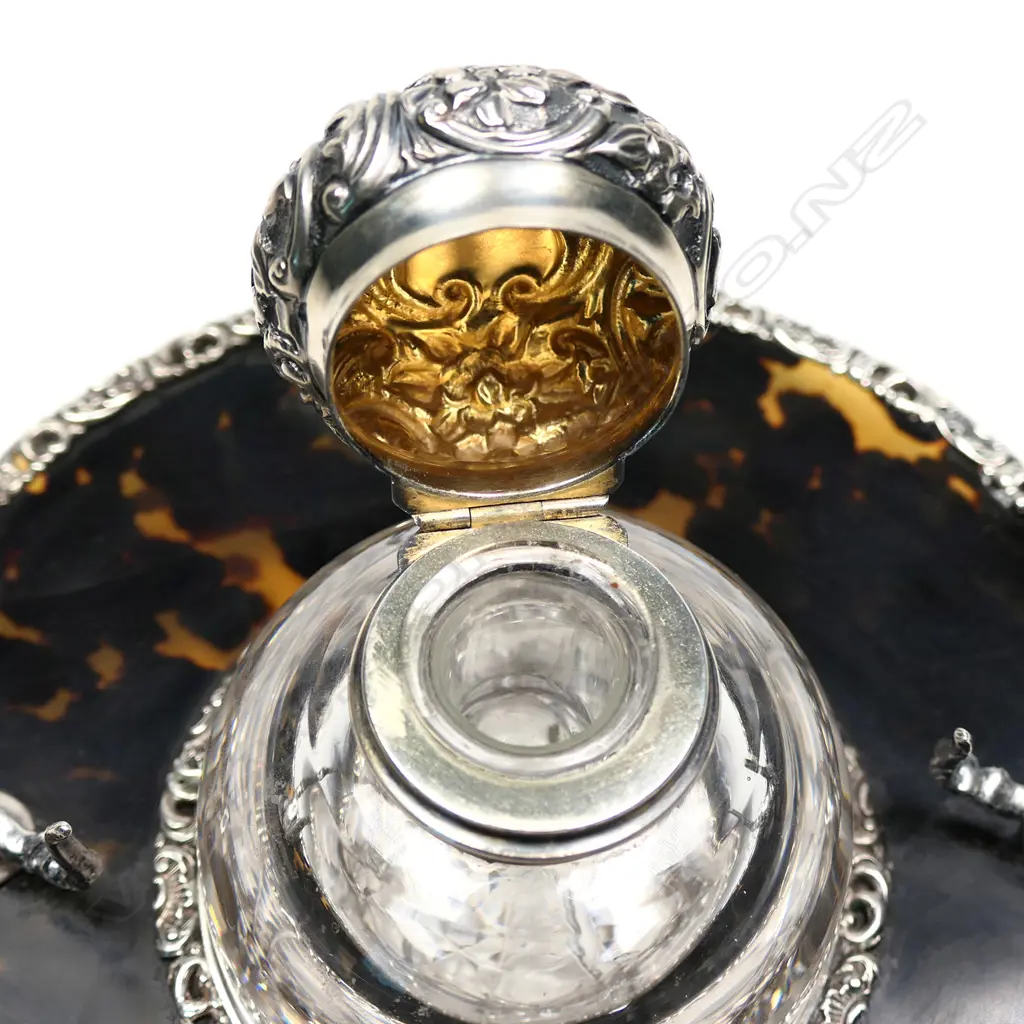 A late Victorian silver and tortoiseshell standish, Image 1++
