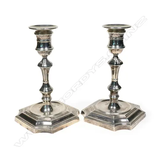 A pair of good 20thC silver Georgian style candlesticks,