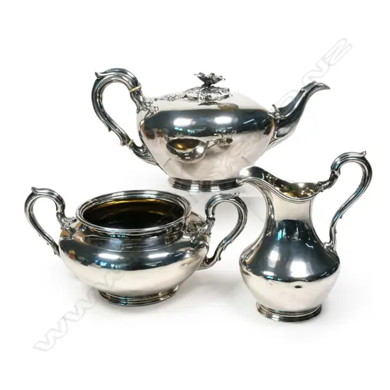 A Victorian silver three-piece tea set