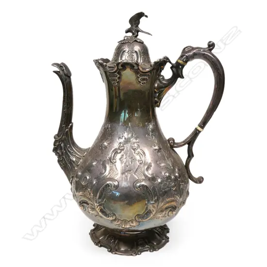 A Victorian silver coffee pot,