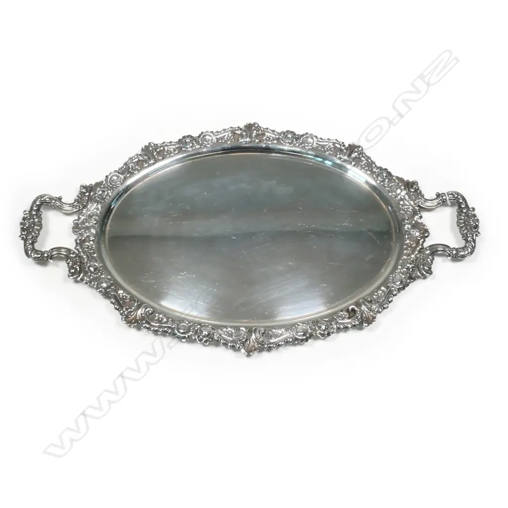 A silver two handled tray, Image 1++