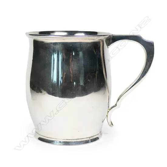 A silver mug,