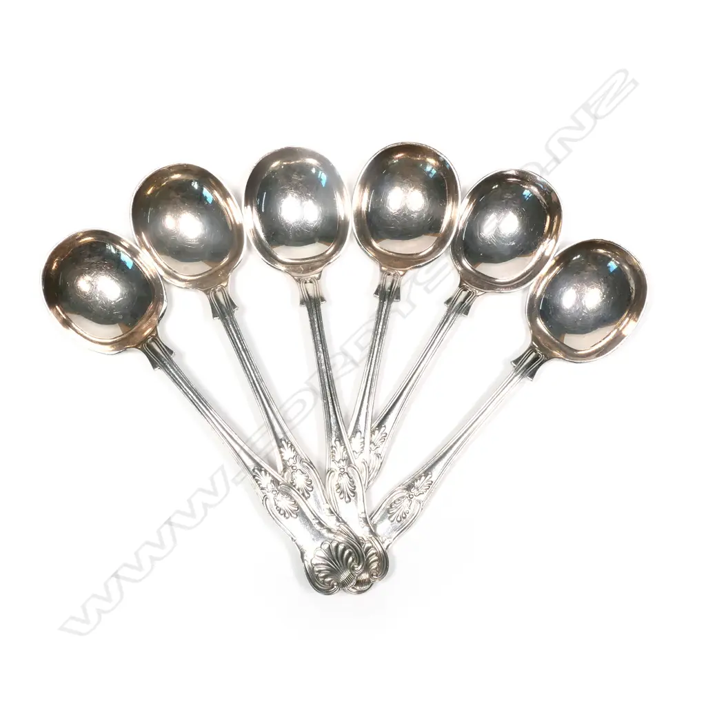 A good set of six silver King's Pattern soup spoons Image 1++