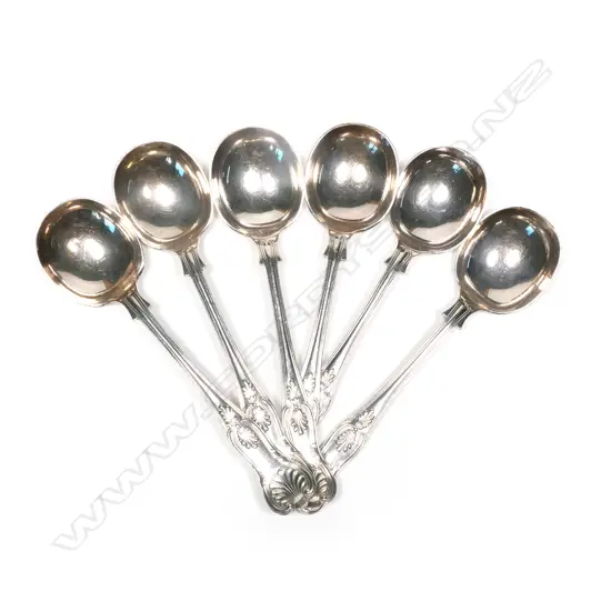 A good set of six silver King's Pattern soup spoons