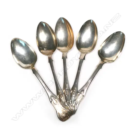 A composite of five Victorian silver dessert spoons,