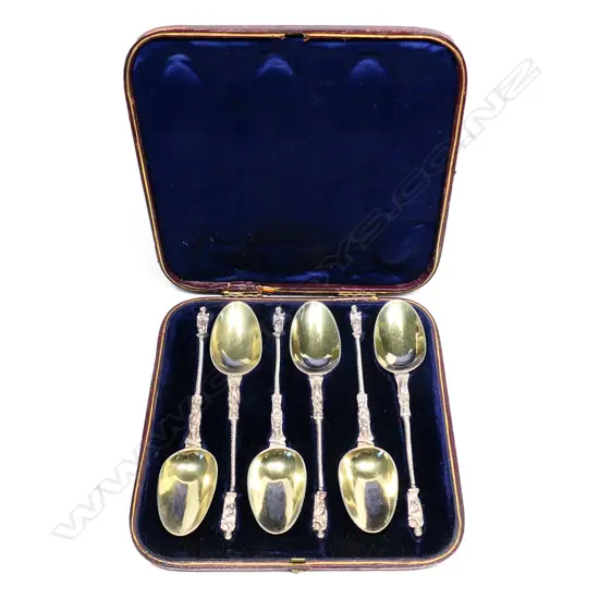 A set of six large silver apostle spoons,