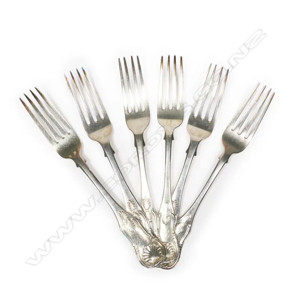 A composite set of six 19thC Scottish table forks, Image 1++
