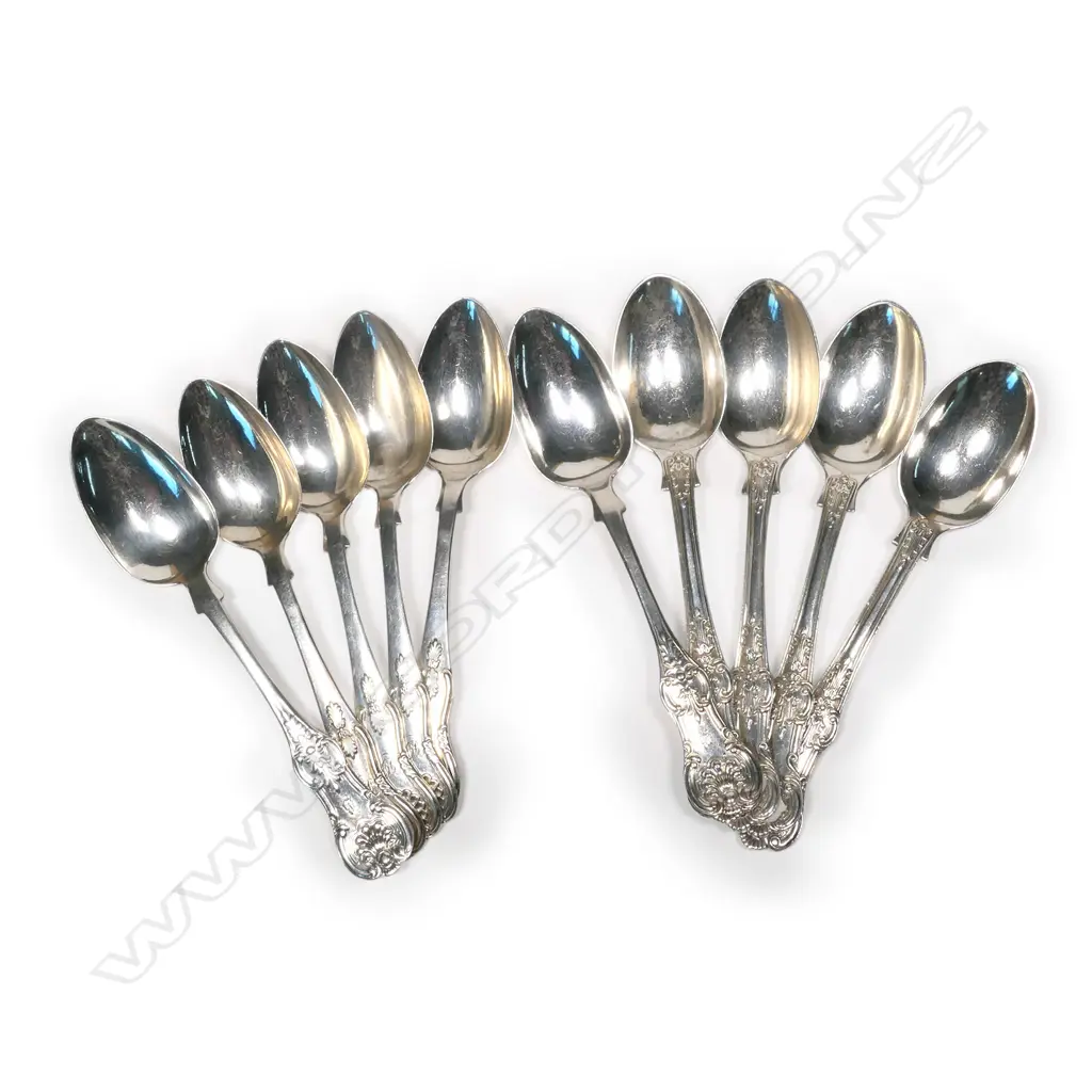 A composite set of ten silver King's Pattern teaspoons, Image 1++