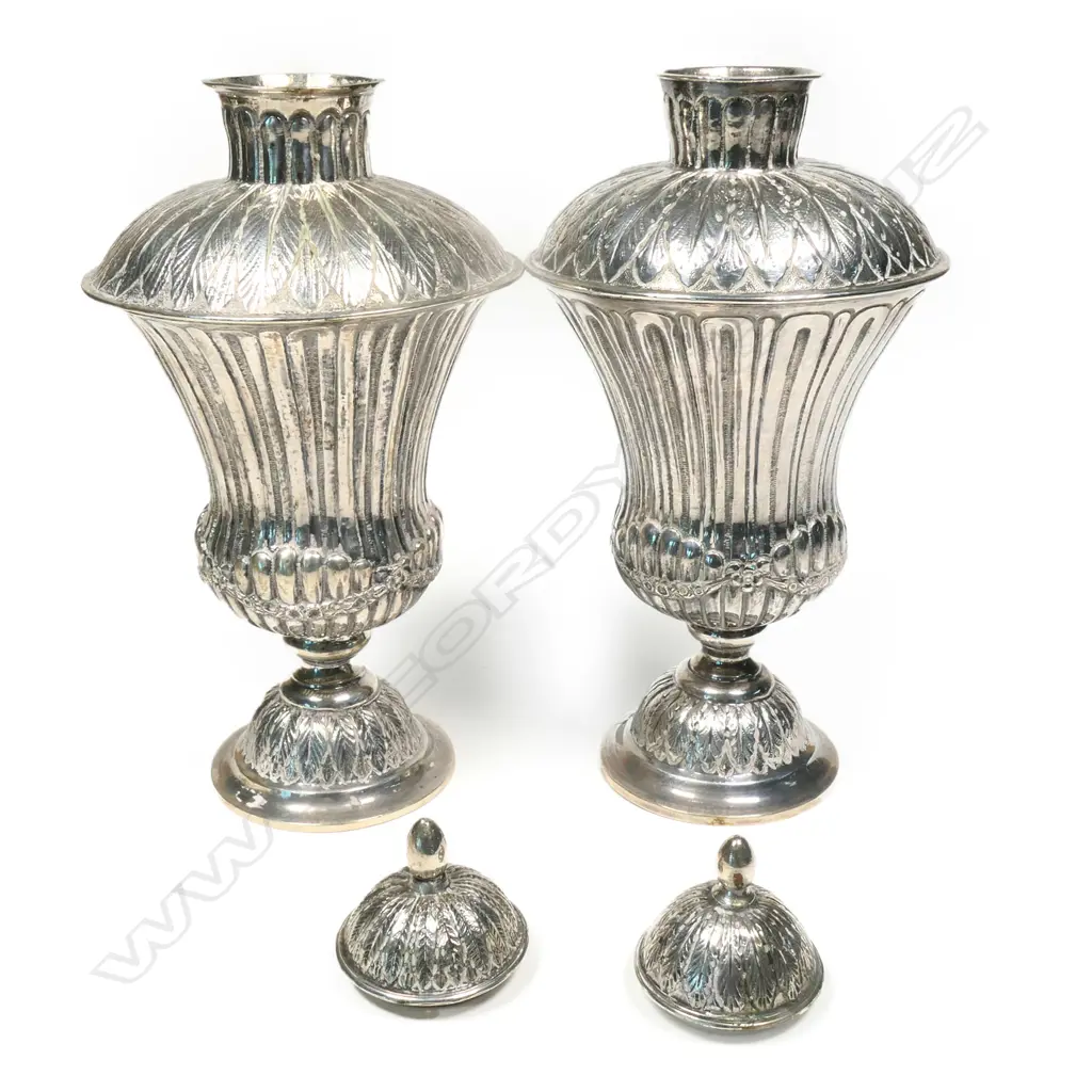 A rare pair of 18thC German Nuremberg silver lidded tea caddies, Image 1++