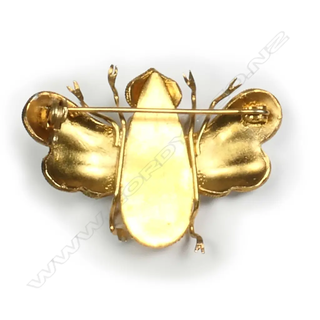 A vintage Russian silver gilt jewelled insect brooch, Image 1++