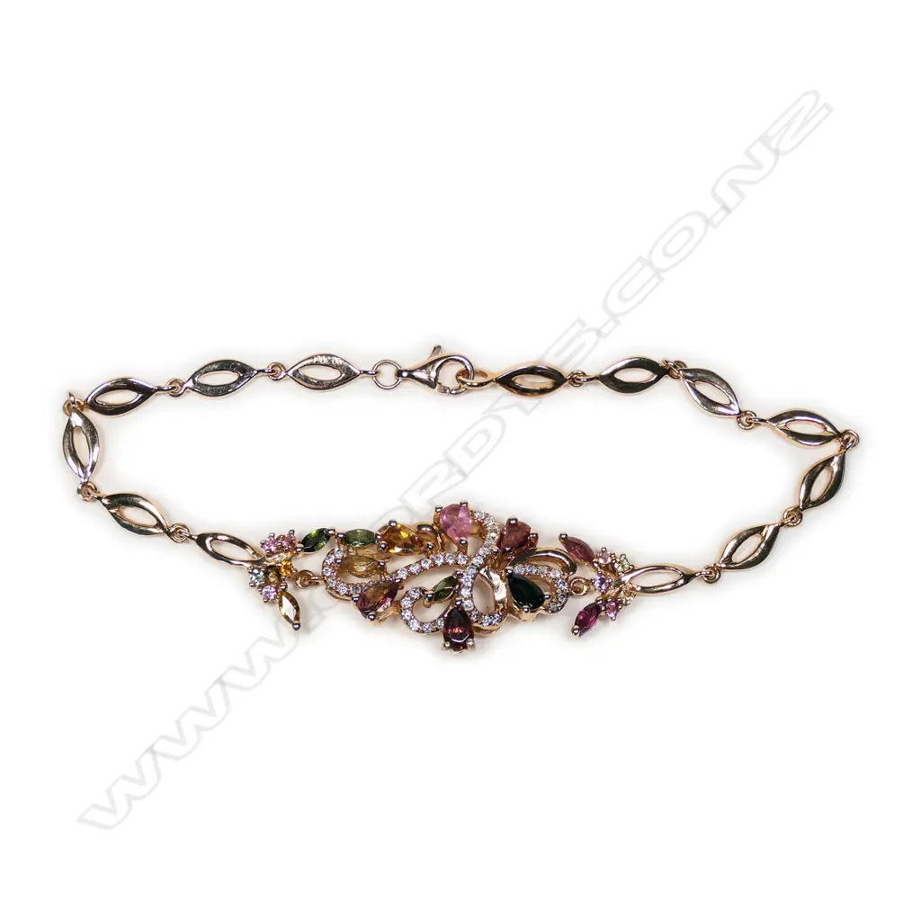 An 18ct rose gold, tourmaline and diamond bracelet, Image 1++