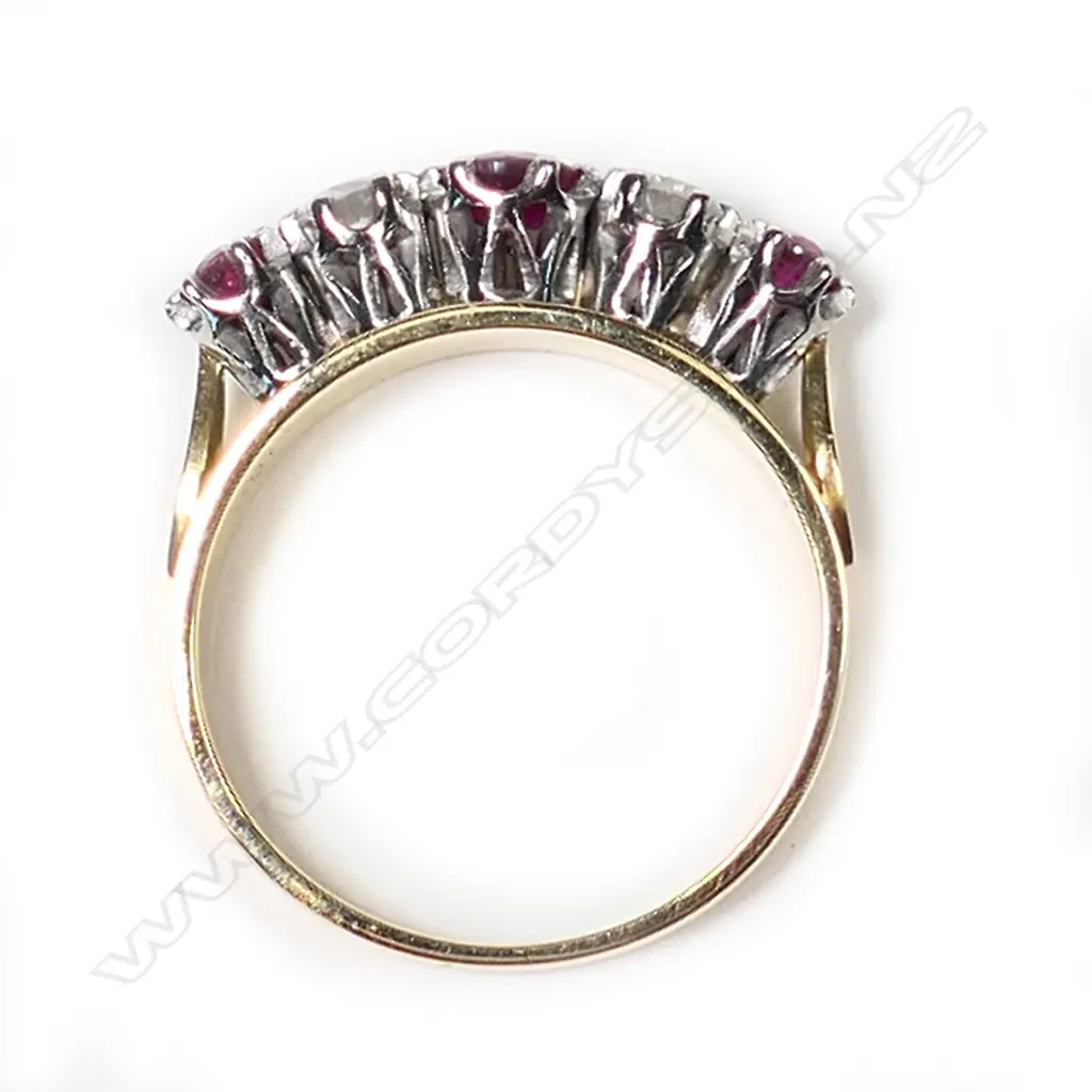 An estate 18ct ruby and diamond ring, Image 1++