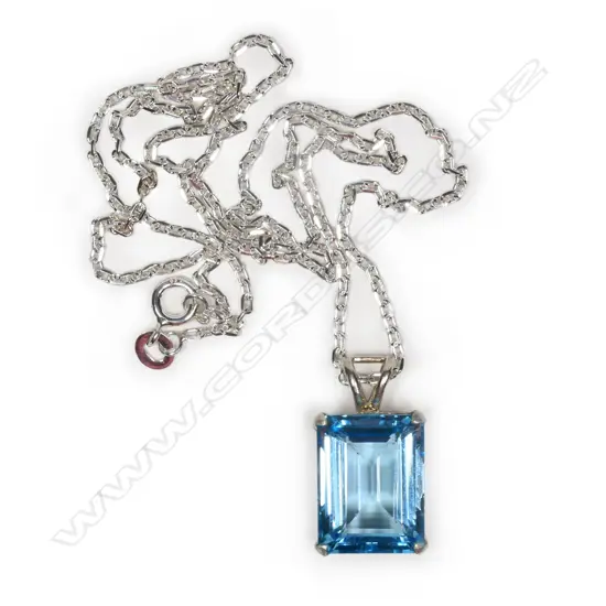 An octagon cut topaz pendant,