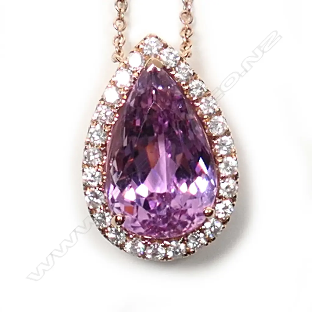 A 14ct rose gold, kunzite and diamond statement necklace, Image 1++