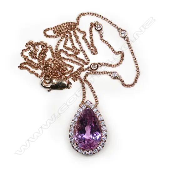 A 14ct rose gold, kunzite and diamond statement necklace,