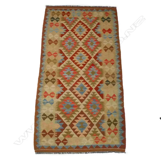 A hand-woven slit-weft kilim,