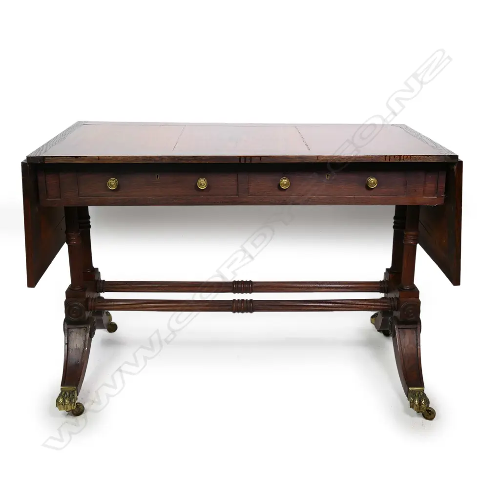 An old Regency style rosewood sofa table, Image 1++