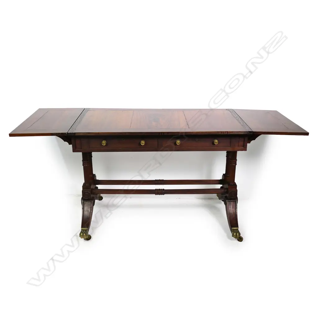 An old Regency style rosewood sofa table, Image 1++