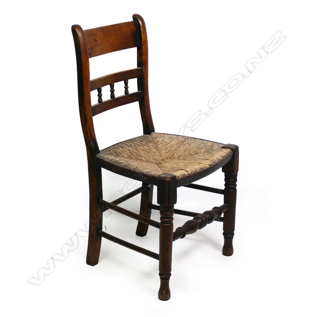 A 19thC mahogany rush seated chair, Image 1++