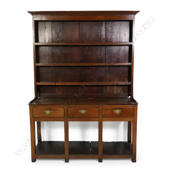 A Georgian oak plate rack dresser,