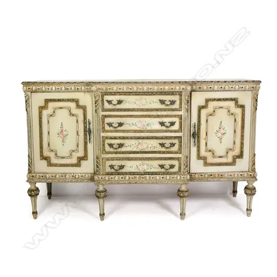 A vintage 20thC French antique style breakfront sideboard