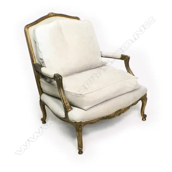 A French style open elbow armchair,