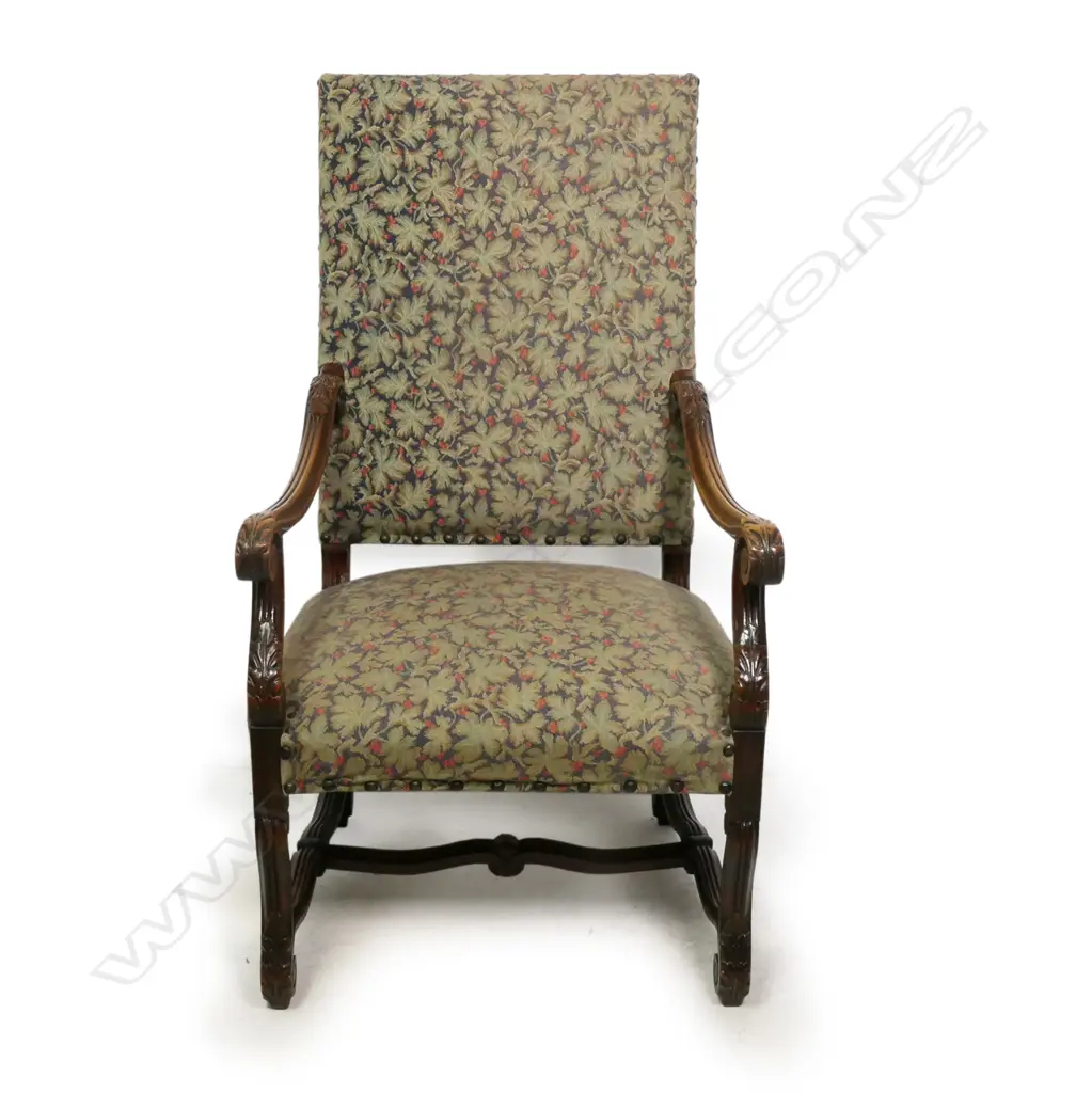 A French baronial style open elbow armchair, Image 1++
