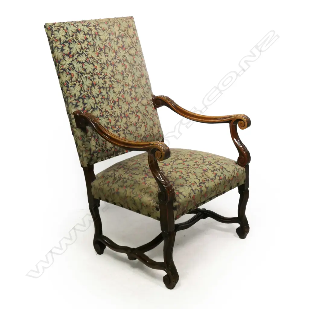 A French baronial style open elbow armchair, Image 1++