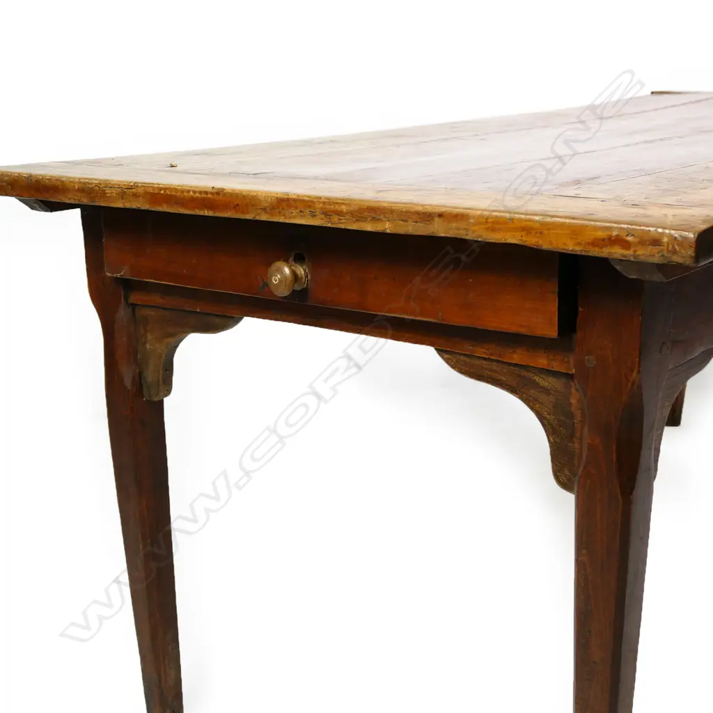 A 19thC French provincial fruit wood dining table, Image 1++