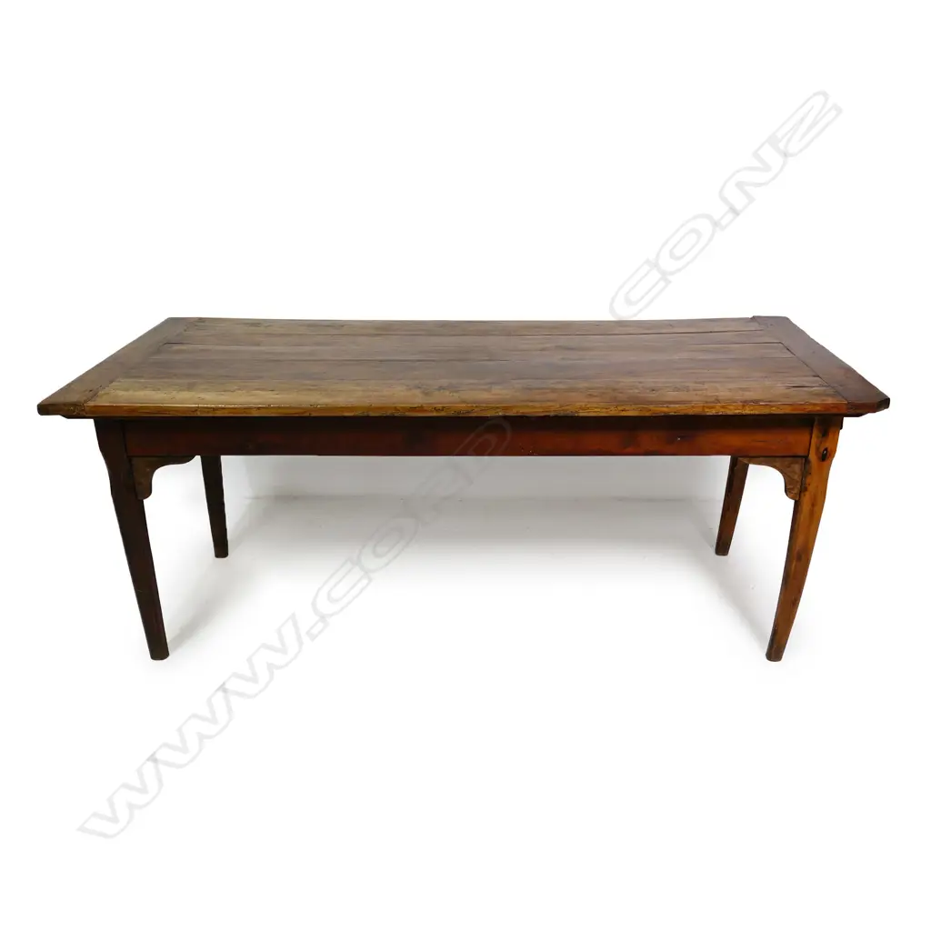A 19thC French provincial fruit wood dining table, Image 1++