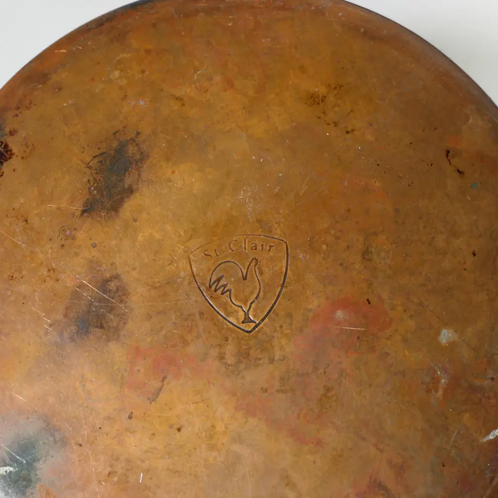 Three copper saucepans, with brass handles Image 1++