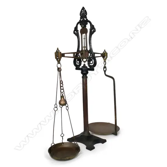 A large Victorian beam balance scale