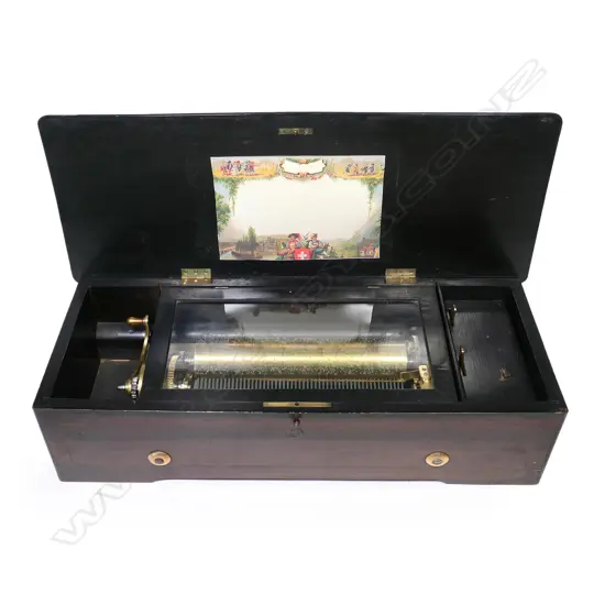 A 19thC Swiss 10 tune music box attributed to Junod,